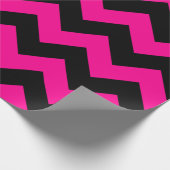 Hot Pink en zwarte Extra Grote Chevron Cadeaupapier (Hoek)