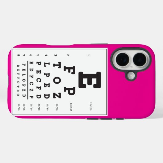 Hot Pink Eye Chart iPhone Case (Achterkant (horizontaal))