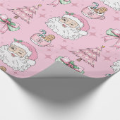 Hot Pink Father Christmas Bow Cadeaupapier (Hoek)