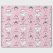 Hot Pink Father Christmas Bow Cadeaupapier (Vlak)