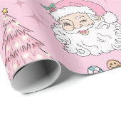Hot Pink Father Christmas Bow Cadeaupapier (Rol Hoek)