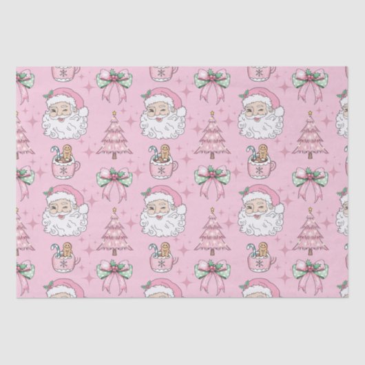 Hot Pink Father Christmas Bow Tissuepapier (Voorkant)