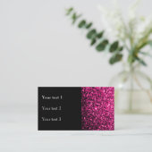 Hot Pink faux glanzende glitter schittert en zwart Visitekaartje (Staand voorkant)