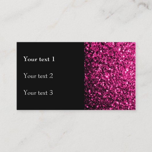 Hot Pink faux glanzende glitter schittert en zwart Visitekaartje (Voorkant)