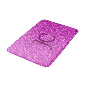 Hot Pink Faux Glitter Aangepast Monogram Badmat (Gekanteld)