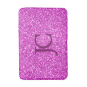 Hot Pink Faux Glitter Aangepast Monogram Badmat (Voorkant Verticaal)