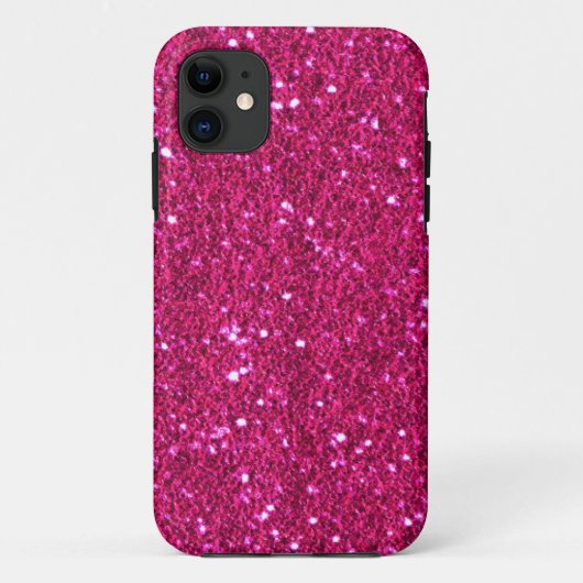 Hot Pink Faux Glitter Hoesje-Mate iPhone 5 Hoesje (Achterkant)