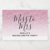 Hot Pink Faux Glitter Miss Bachelorette Sparkling Wijnetiket (Enkel label)