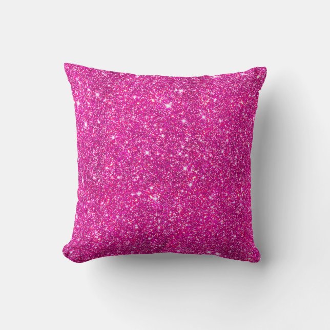 Hot Pink Faux Glitter Sparkle Patroon Kussen (Voorkant)