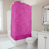 Hot Pink Faux Glitter Sparkle Pattern Girly Douchegordijn (In situ)