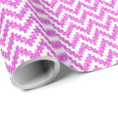 Hot Pink Faux Glitter & White Ikat Chevron Cadeaupapier (Rol Hoek)
