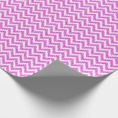 Hot Pink Faux Glitter & White Ikat Chevron Cadeaupapier (Hoek)