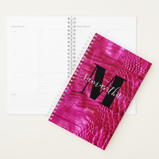 Hot Pink Faux Leather Signature Monogram 2025 Planner (Display)