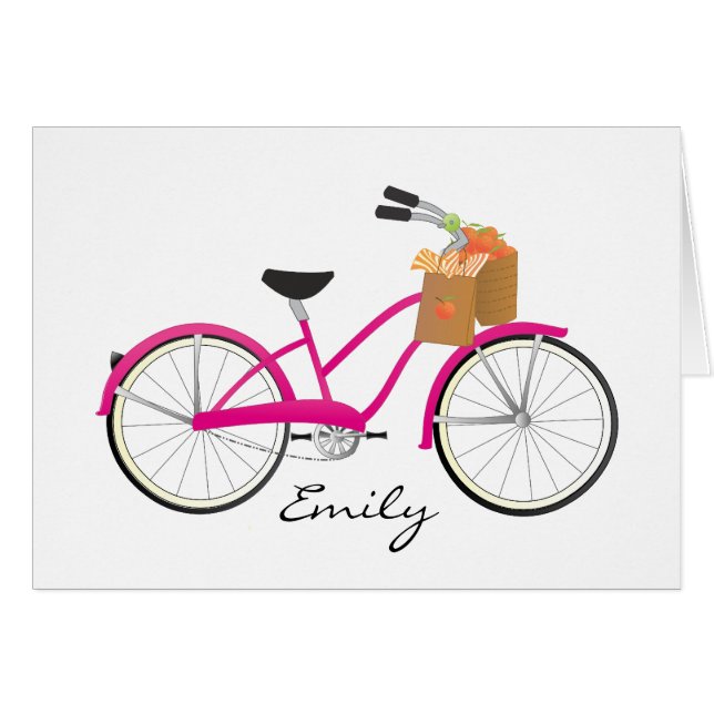 Hot-PInk-fiets met Sinaasappels (Voorkant Horizontaal)