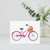 Hot-PInk-fiets met Sinaasappels Briefkaart (Staand voorkant)