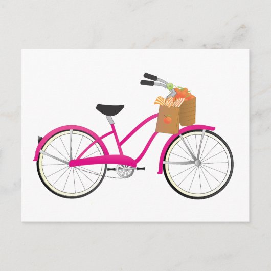 Hot-PInk-fiets met Sinaasappels Briefkaart (Voorkant)
