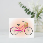 Hot-PInk-fiets met Sinaasappels Briefkaart (Staand voorkant)