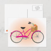 Hot-PInk-fiets met Sinaasappels Briefkaart (Voorkant / Achterkant)