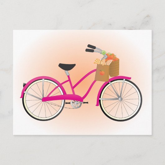 Hot-PInk-fiets met Sinaasappels Briefkaart (Voorkant)