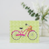 Hot-PInk-fiets met Sinaasappels Briefkaart (Staand voorkant)