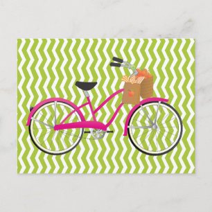 Hot-PInk-fiets met Sinaasappels Briefkaart