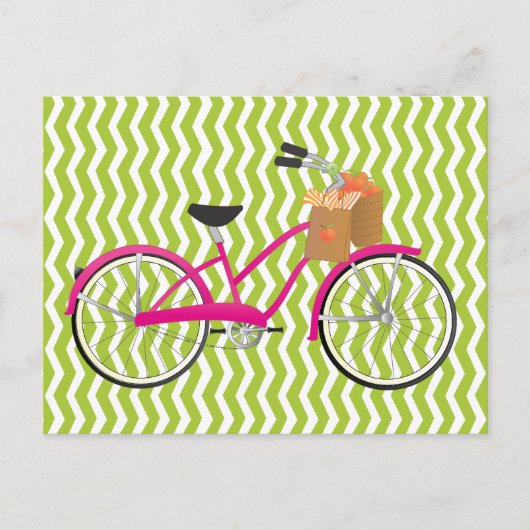 Hot-PInk-fiets met Sinaasappels Briefkaart (Voorkant)