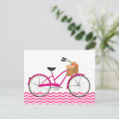 Hot-PInk-fiets met Sinaasappels Briefkaart (Staand voorkant)