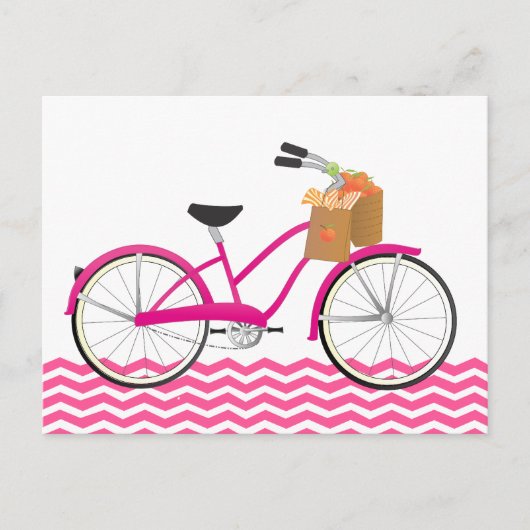 Hot-PInk-fiets met Sinaasappels Briefkaart (Voorkant)