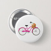 Hot-PInk-fiets met Sinaasappels Ronde Button 5,7 Cm (Voorkant /achterkant)
