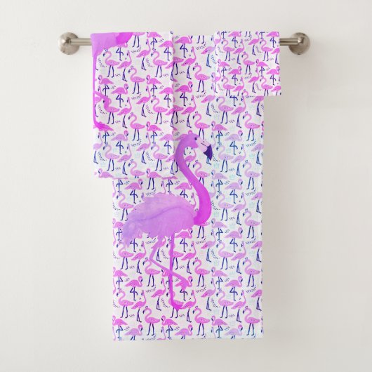 Hot Pink Flamingo Bad Handdoek (Insitu)