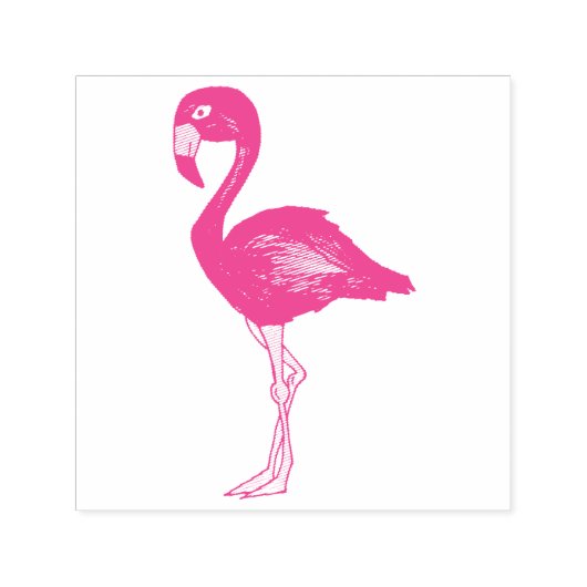 Hot Pink Flamingo Flamingos Tropical Island Bird Zelfinktende Stempel (Design)