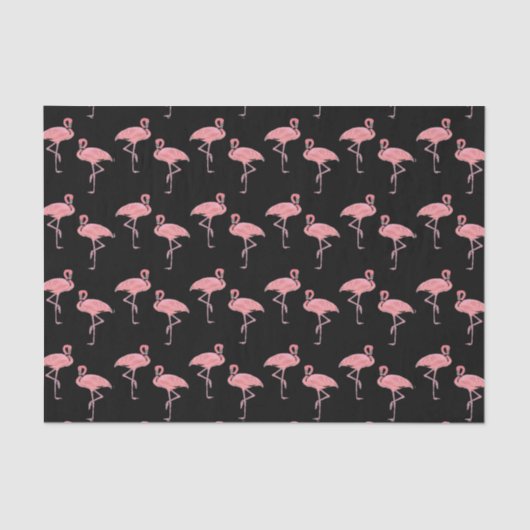Hot Pink Flamingo Flock Pattern Tissuepapier (Voorkant)