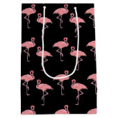 Hot Pink Flamingo Flock Tropisch Ontwerp Medium Cadeauzakje (Achterkant)