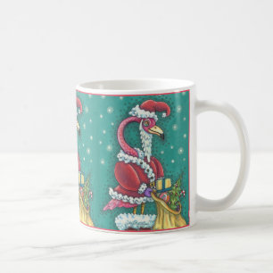 HOT PINK FLAMINGO IN FUNNY SANTA CLAUS SUIT MOK