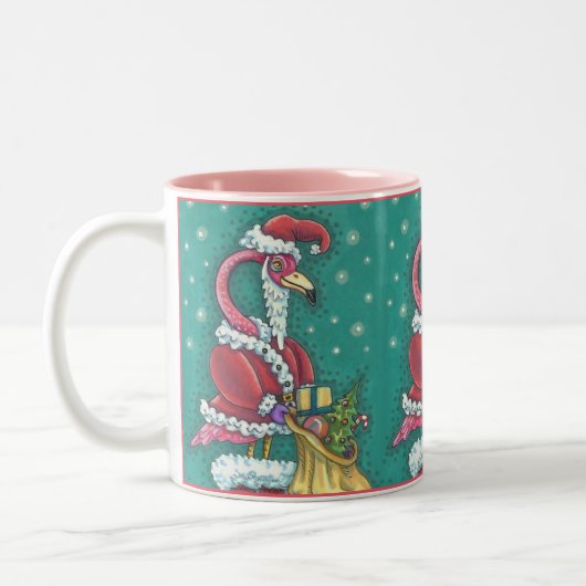 HOT PINK FLAMINGO IN FUNNY SANTA CLAUS SUIT MOK (Links)