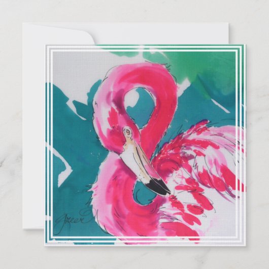 Hot Pink Flamingo Kaart (Voorkant)