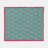 HOT PINK FLAMINGO SANTA, CHRISTMAS FLEECE BLANKET (Voorkant (Horizontaal))