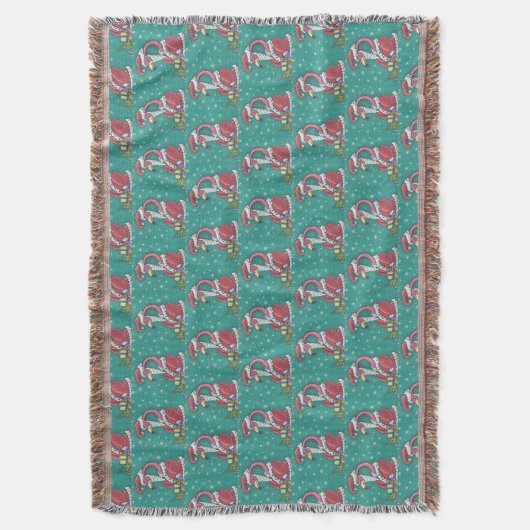 HOT PINK FLAMINGO SANTA, CHRISTMAS THROW BLANKET DEKEN (Voorkant Verticaal)