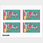 HOT PINK FLAMINGO SANTA CLAUS, KERST STICKER (Vel)