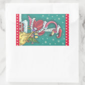 HOT PINK FLAMINGO SANTA CLAUS, KERST STICKER (Tas)