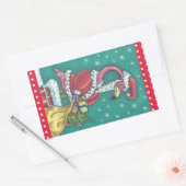 HOT PINK FLAMINGO SANTA CLAUS, KERST STICKER (Envelop)