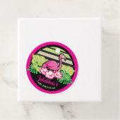 HOT PINK FLAMINGO Tropical Birthday Invitation Bedankjes Labels (In situ)