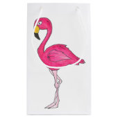 Hot Pink Flamingo Tropical Island Bird Beach Klein Cadeauzakje (Achterkant)