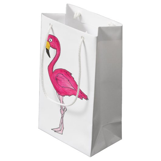 Hot Pink Flamingo Tropical Island Bird Beach Klein Cadeauzakje (Achterkant Gekanteld)