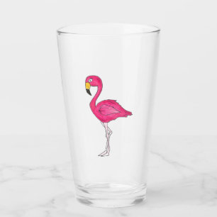 Hot Pink Flamingo Tropical Island Bird Glas