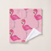 Hot Pink Flamingo Tropical Island Flamingoenen Bad Handdoek (Wasdoekje)