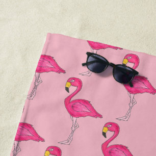 Hot Pink Flamingo Tropical Island Flamingoenen Strandlaken
