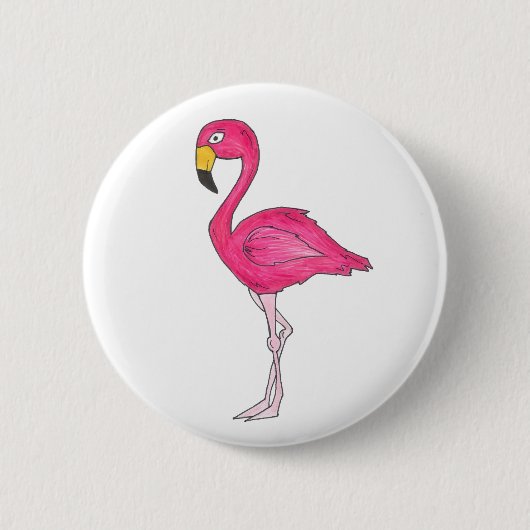 Hot Pink Flamingo Tropical Island Paradise Ronde Button 5,7 Cm (Voorkant)