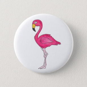 Hot Pink Flamingo Tropical Island Paradise Ronde Button 5,7 Cm