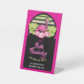 HOT PINK FLAMINGO Tropische bladeren Partij Gift F Reclamebord Met Voetstuk (Voorkant)